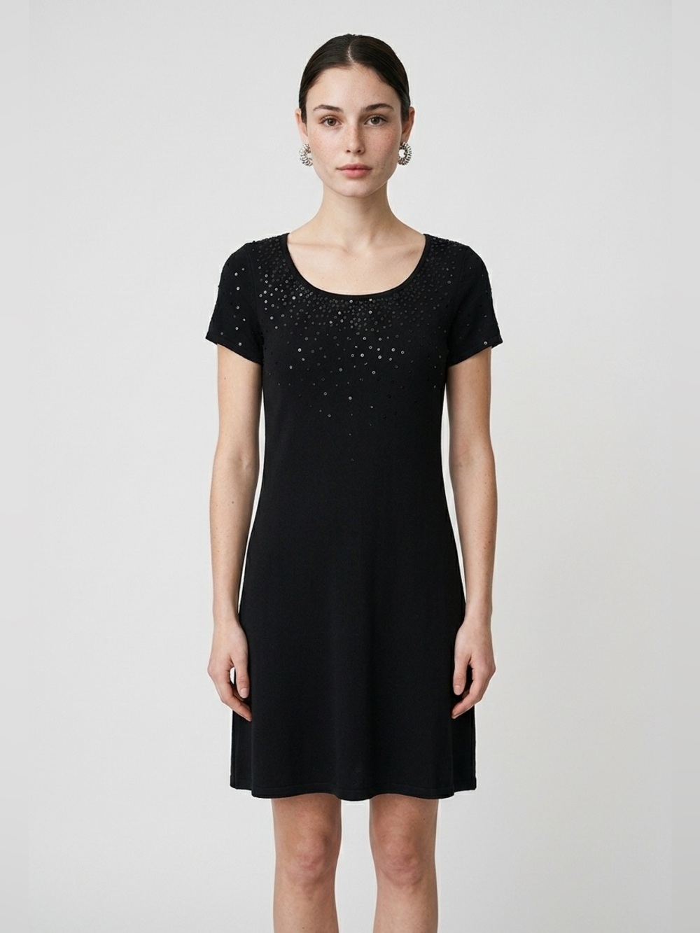 Jones New York Black short sleeve Sequin Dress